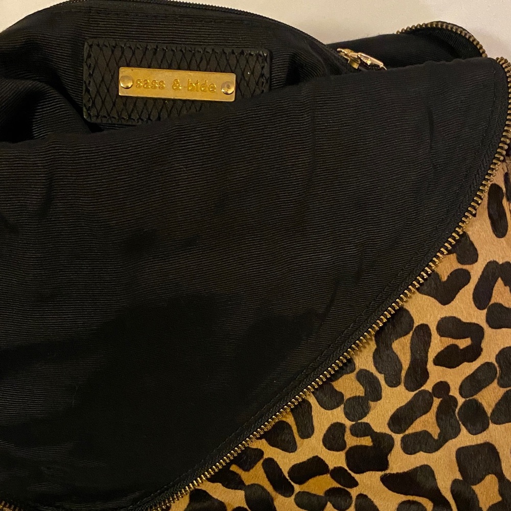 Sass & Bide Black and Brown Leopard Shoulder Bag